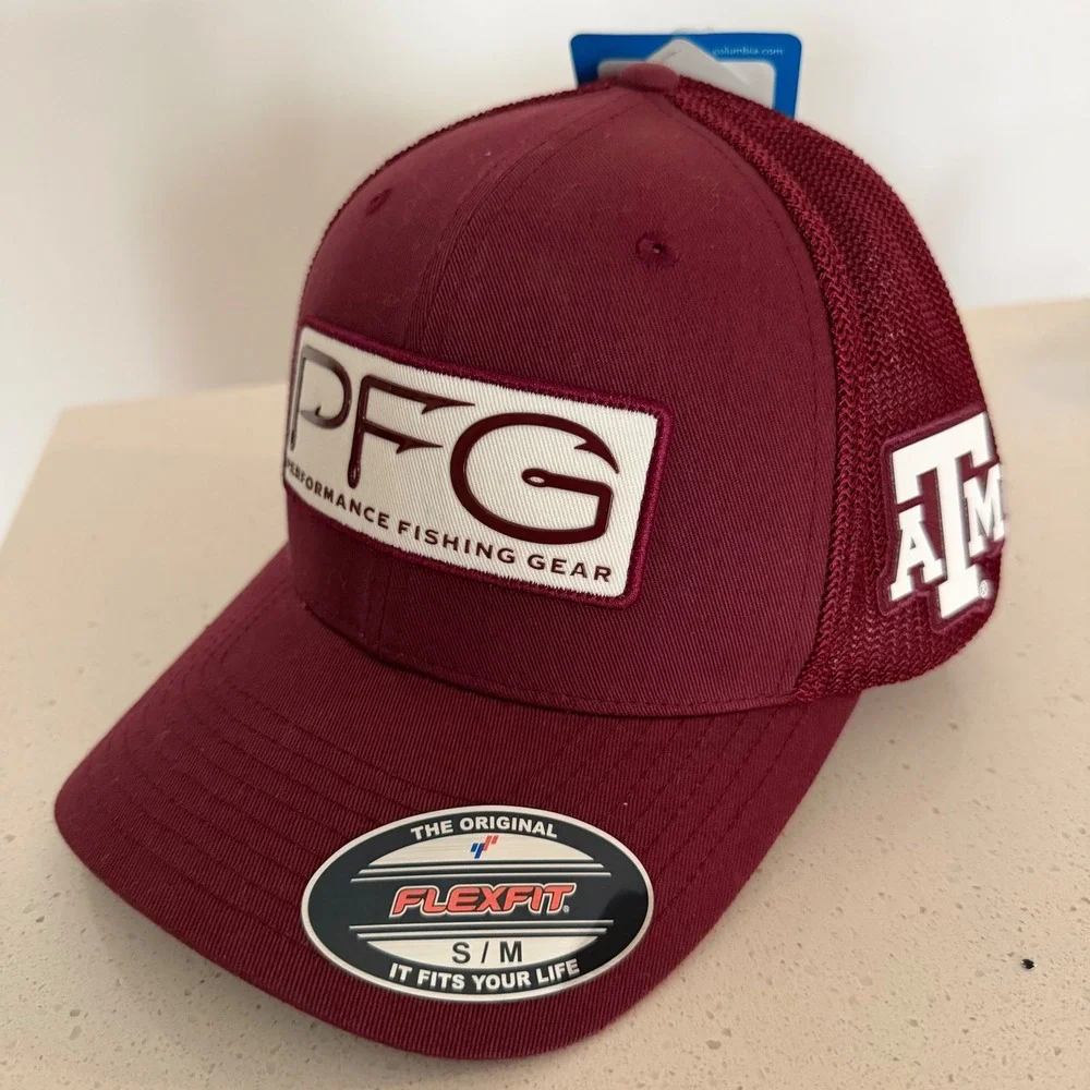 Columbia PFG Texas A&M Aggies Mesh Hook Ball Fitted Cap Maroon S/M NEW